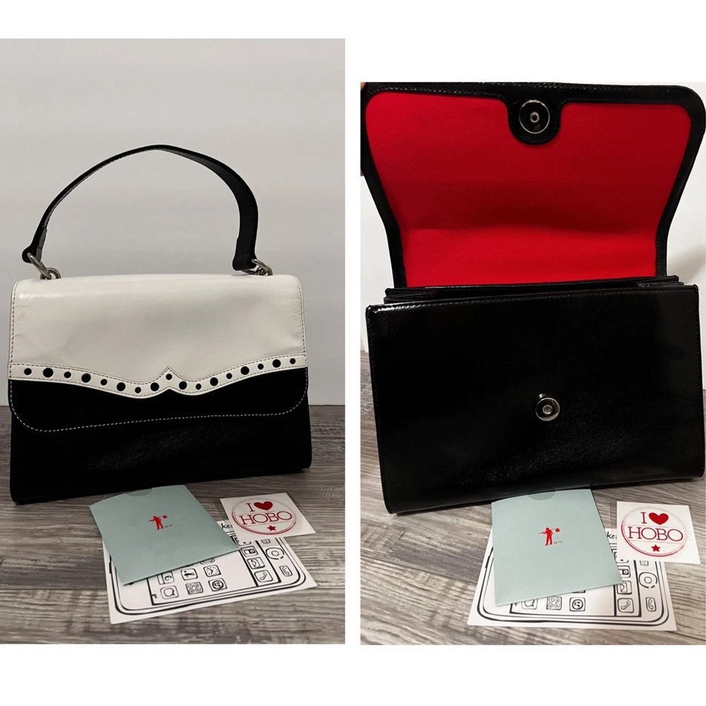 Hobo The Original Retro Black & White Leather Shoulder Handbag